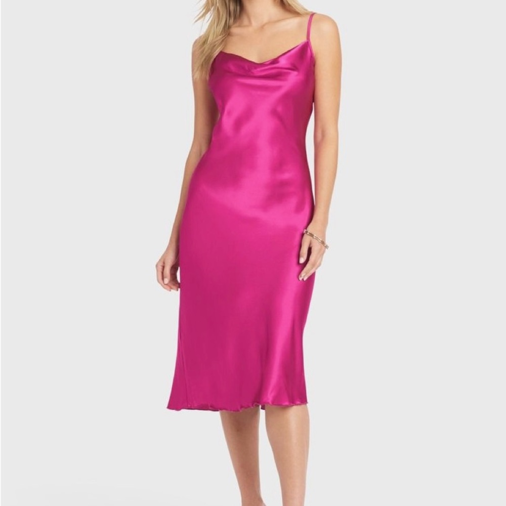 Magenta slip silk dress